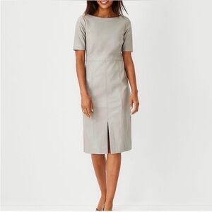 Ann Taylor Faux Leather Taupe Women's Dress